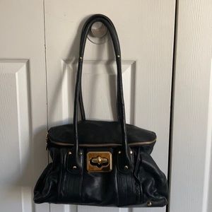B. Makowsky Larger Black Leather Shoulder Bag